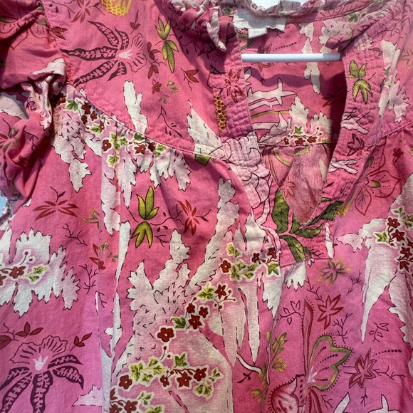 Pink Floral Blouse With Butterfly Sleeves - Picture 2 of 4